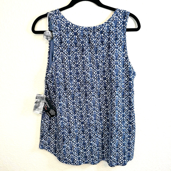 Nottibianche Women's Blue White Geometric Sleeveless Tank Tops Size Small - Picture 2 of 4